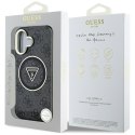 Guess IML Metal Glitter 4G Circle Triangle MagSafe - Etui do iPhone 16 (czarny)