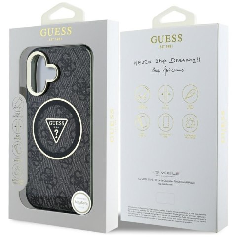 Guess IML Metal Glitter 4G Circle Triangle MagSafe - Etui do iPhone 16 (czarny) Guess IML Metal Glitter 4G Circle Triangle MagSafe - Etui do iPhone 16 (czarny)