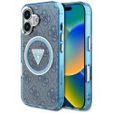 Guess IML Metal Glitter 4G Circle Triangle MagSafe - Etui do iPhone 16 (niebieski)