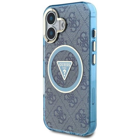 Guess IML Metal Glitter 4G Circle Triangle MagSafe - Etui do iPhone 16 (niebieski) Guess IML Metal Glitter 4G Circle Triangle MagSafe - Etui do iPhone 16 (niebieski)