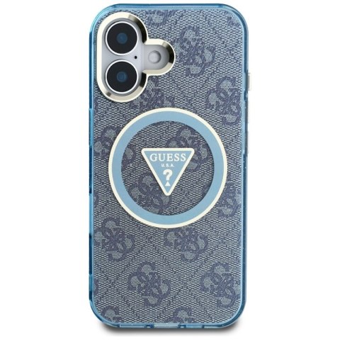 Guess IML Metal Glitter 4G Circle Triangle MagSafe - Etui do iPhone 16 (niebieski) Guess IML Metal Glitter 4G Circle Triangle MagSafe - Etui do iPhone 16 (niebieski)