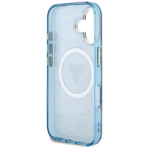 Guess IML Metal Glitter 4G Circle Triangle MagSafe - Etui do iPhone 16 (niebieski) Guess IML Metal Glitter 4G Circle Triangle MagSafe - Etui do iPhone 16 (niebieski)