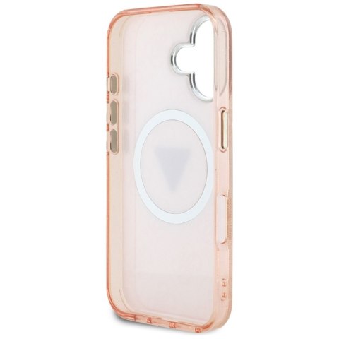 Guess IML Metal Glitter 4G Circle Triangle MagSafe - Etui do iPhone 16 (różowy) Guess IML Metal Glitter 4G Circle Triangle MagSafe - Etui do iPhone 16 (różowy)