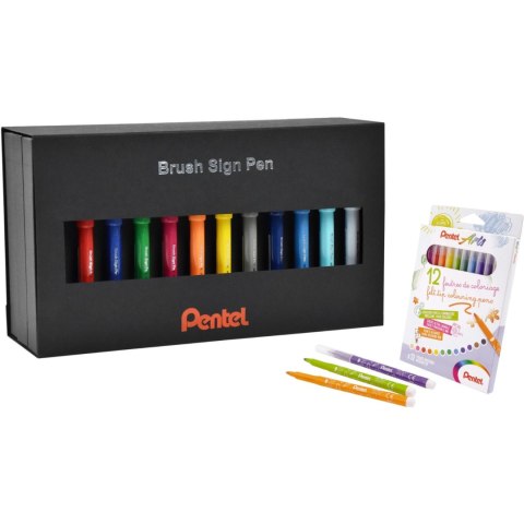 Komplet zestaw pisaków BRUSH PEN 36szt SES15C-ST36PL + flamastry ARTS 12kol SCS2E-12 PENTEL Komplet zestaw pisaków BRUSH PEN 36szt SES15C-ST36PL + flamastry ARTS 12kol SCS2E-12 PENTEL