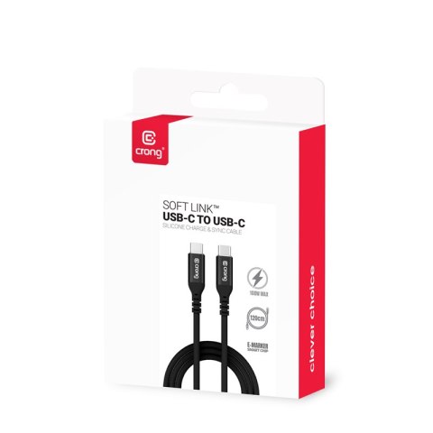 Crong Soft Link - Kabel 100W PD 5A USB-C do USB-C 25cm (czarny) Crong Soft Link - Kabel 100W PD 5A USB-C do USB-C 25cm (czarny)