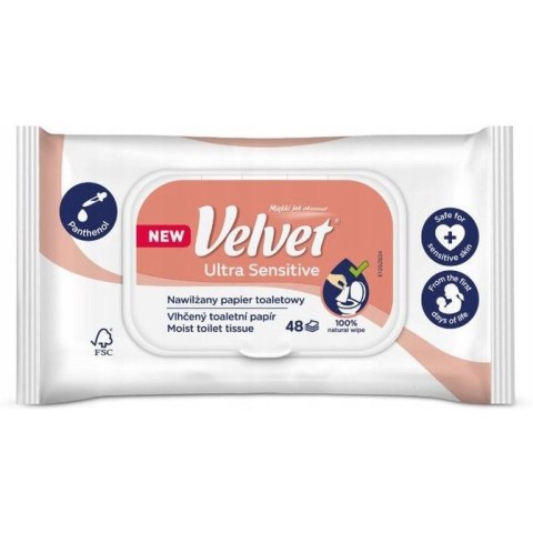 Papier toaletowy VELVET (48 listków) nawilżany Ultra Sensitive Papier toaletowy VELVET (48 listków) nawilżany Ultra Sensitive