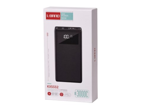L-BRNO Powerbank Power Bank 30000mAh z cyfrowym ekranem 4x USB LED latarka czarny