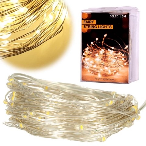 Lampki LED druciki dekoracyjne 5m 50LED ciepły biały Lampki LED druciki dekoracyjne 5m 50LED ciepły biały