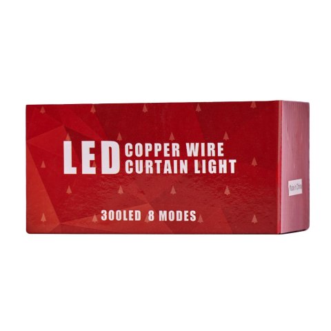 Lampki LED kurtyna girlanda druciki 3x3m 300LED ciepły biały pilot USB Lampki LED kurtyna girlanda druciki 3x3m 300LED ciepły biały pilot USB