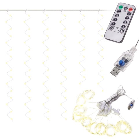 Lampki LED kurtyna girlanda druciki 3x3m 300LED ciepły biały pilot USB Lampki LED kurtyna girlanda druciki 3x3m 300LED ciepły biały pilot USB