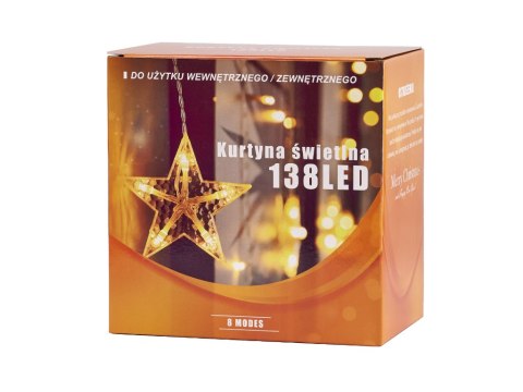 Lampki LED kurtyna księżyc gwiazdy 2,5m 138LED zimny biały Lampki LED kurtyna księżyc gwiazdy 2,5m 138LED zimny biały