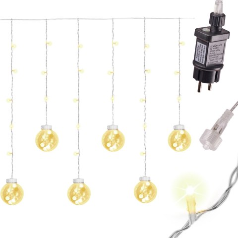 Lampki LED kurtyna kule wiszące 3m 108LED ciepły biały Lampki LED kurtyna kule wiszące 3m 108LED ciepły biały