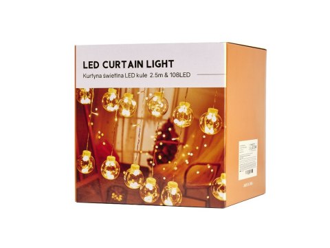 Lampki LED kurtyna kule wiszące 3m 108LED ciepły biały Lampki LED kurtyna kule wiszące 3m 108LED ciepły biały