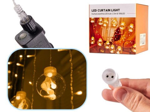Lampki LED kurtyna kule wiszące 3m 108LED ciepły biały Lampki LED kurtyna kule wiszące 3m 108LED ciepły biały