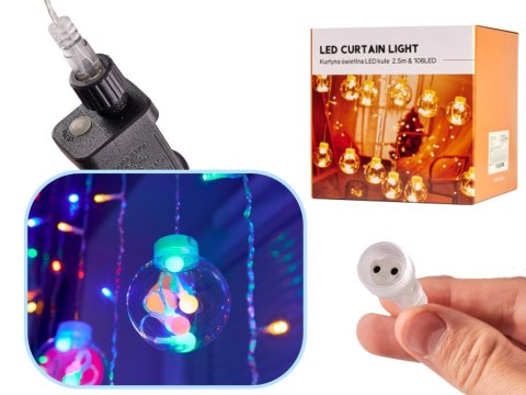 Lampki LED kurtyna kule wiszące 3m 108LED multikolor ze złączem 8 trybów świecenia Lampki LED kurtyna kule wiszące 3m 108LED multikolor ze złączem 8 trybów świecenia