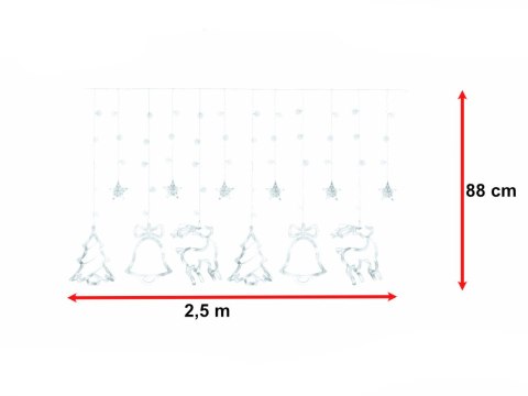 Lampki LED kurtyna renifer 2,5m 138LED zimny biały ze złączem Lampki LED kurtyna renifer 2,5m 138LED zimny biały ze złączem
