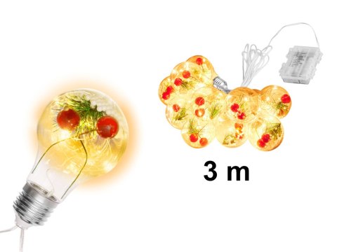 Lampki LED łańcuch na baterie kurtyna lampki choinkowe kule z dekoracją 3m 50LED ciepły Lampki LED łańcuch na baterie kurtyna lampki choinkowe kule z dekoracją 3m 50LED ciepły