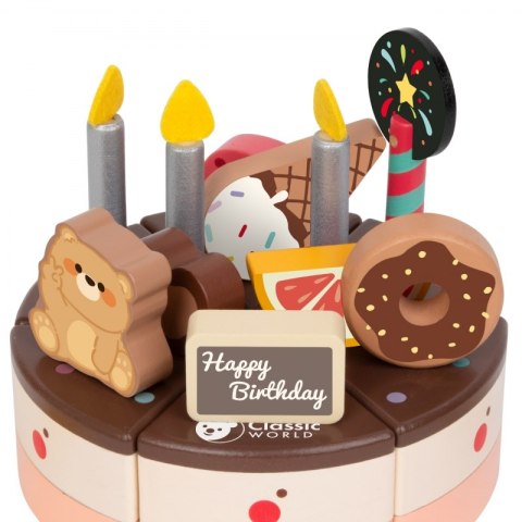 CLASSIC WORLD Drewniany Tort Urodzinowy do Krojenia 19el. CLASSIC WORLD Drewniany Tort Urodzinowy do Krojenia 19el.