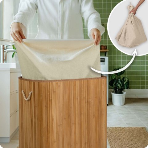Bambusowy kosz na pranie bieliznę z pokrywą 100 l Massido Bambusowy kosz na pranie bieliznę z pokrywą 100 l Massido
