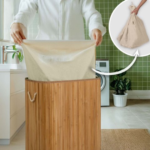 Bambusowy kosz na pranie bieliznę z pokrywą 72 l Massido Bambusowy kosz na pranie bieliznę z pokrywą 72 l Massido