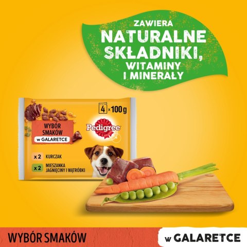 Pedigree Mokra Karma Dla Dorosłych Psów W Galaretce (Z Wołowiną, Z Drobiem) 4x100g Pedigree Mokra Karma Dla Dorosłych Psów W Galaretce (Z Wołowiną, Z Drobiem) 4x100g