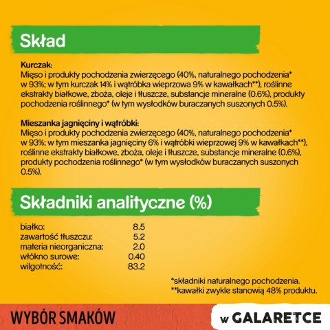 Pedigree Mokra Karma Dla Dorosłych Psów W Galaretce (Z Wołowiną, Z Drobiem) 4x100g Pedigree Mokra Karma Dla Dorosłych Psów W Galaretce (Z Wołowiną, Z Drobiem) 4x100g