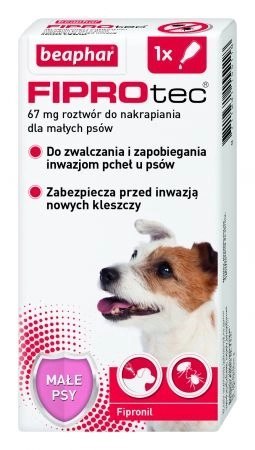 BEAPHAR Fiprotec Fiprotec S 1 Pipeta Kropli Przeciwko Ektopasożytom Dla Małych Psów 67mg BEAPHAR Fiprotec Fiprotec S 1 Pipeta Kropli Przeciwko Ektopasożytom Dla Małych Psów 67mg