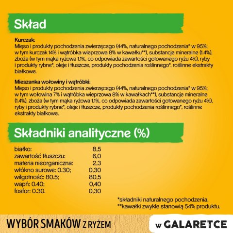 Pedigree Mokra Karma Dla Szczeniąt W Galaretce (Z Kurczakiem I Ryżem, Z Wołowiną I Ryżem) 4x100g Pedigree Mokra Karma Dla Szczeniąt W Galaretce (Z Kurczakiem I Ryżem, Z Wołowiną I Ryżem) 4x100g