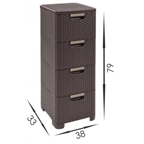 Curver Regał Z Szufladami Ciemny Brąz 4x14l Curver Regał Z Szufladami Ciemny Brąz 4x14l