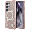 Guess 4G Background Gold Electroplated Peony Pattern MagSafe - Etui do Samsung Galaxy S25 Ultra (różowy)
