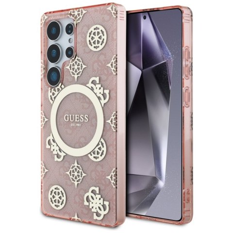 Guess 4G Background Gold Electroplated Peony Pattern MagSafe - Etui do Samsung Galaxy S25 Ultra (różowy) Guess 4G Background Gold Electroplated Peony Pattern MagSafe - Etui do Samsung Galaxy S25 Ultra (różowy)