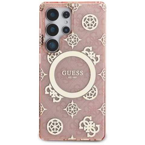 Guess 4G Background Gold Electroplated Peony Pattern MagSafe - Etui do Samsung Galaxy S25 Ultra (różowy) Guess 4G Background Gold Electroplated Peony Pattern MagSafe - Etui do Samsung Galaxy S25 Ultra (różowy)