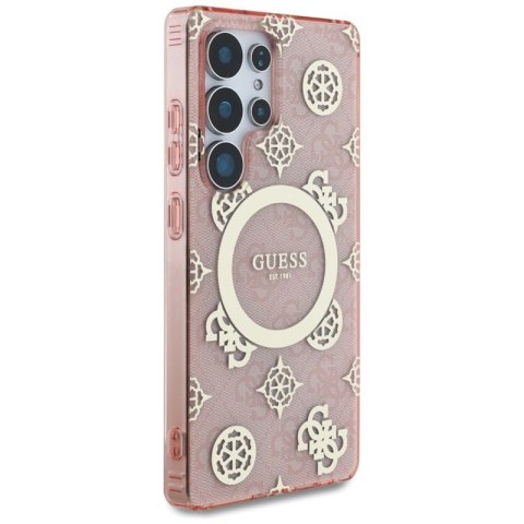 Guess 4G Background Gold Electroplated Peony Pattern MagSafe - Etui do Samsung Galaxy S25 Ultra (różowy) Guess 4G Background Gold Electroplated Peony Pattern MagSafe - Etui do Samsung Galaxy S25 Ultra (różowy)