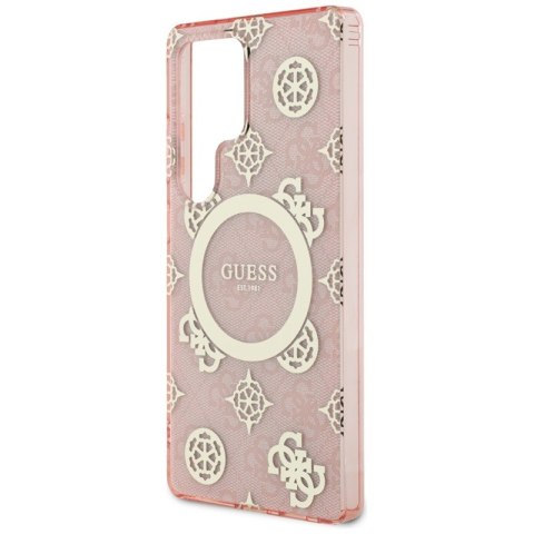 Guess 4G Background Gold Electroplated Peony Pattern MagSafe - Etui do Samsung Galaxy S25 Ultra (różowy) Guess 4G Background Gold Electroplated Peony Pattern MagSafe - Etui do Samsung Galaxy S25 Ultra (różowy)