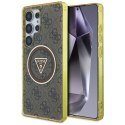 Guess 4G Glitter Triangle Buttons MagSafe - Etui do Samsung Galaxy S25 Ultra (brązowy)