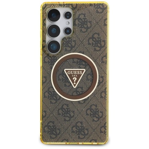 Guess 4G Glitter Triangle Buttons MagSafe - Etui do Samsung Galaxy S25 Ultra (brązowy) Guess 4G Glitter Triangle Buttons MagSafe - Etui do Samsung Galaxy S25 Ultra (brązowy)