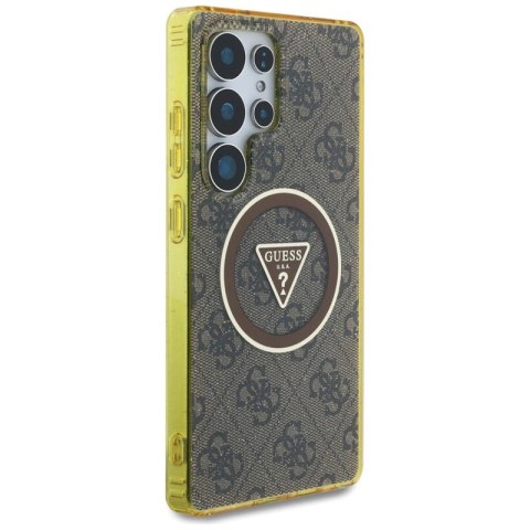 Guess 4G Glitter Triangle Buttons MagSafe - Etui do Samsung Galaxy S25 Ultra (brązowy) Guess 4G Glitter Triangle Buttons MagSafe - Etui do Samsung Galaxy S25 Ultra (brązowy)