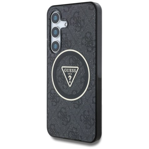 Guess 4G Glitter Triangle Buttons MagSafe - Etui do Samsung Galaxy S25 (czarny) Guess 4G Glitter Triangle Buttons MagSafe - Etui do Samsung Galaxy S25 (czarny)