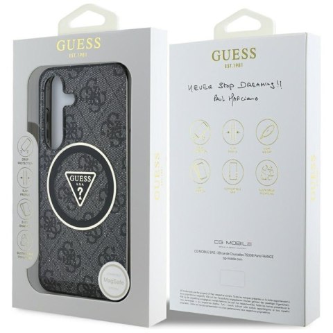 Guess 4G Glitter Triangle Buttons MagSafe - Etui do Samsung Galaxy S25 (czarny) Guess 4G Glitter Triangle Buttons MagSafe - Etui do Samsung Galaxy S25 (czarny)