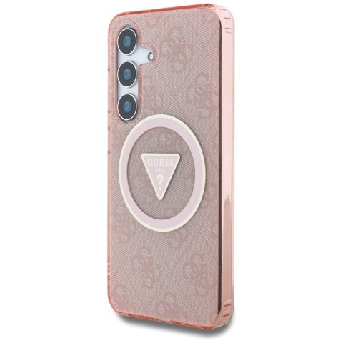 Guess 4G Glitter Triangle Buttons MagSafe - Etui do Samsung Galaxy S25 (różowy) Guess 4G Glitter Triangle Buttons MagSafe - Etui do Samsung Galaxy S25 (różowy)