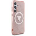 Guess 4G Glitter Triangle Buttons MagSafe - Etui do Samsung Galaxy S25 (różowy)