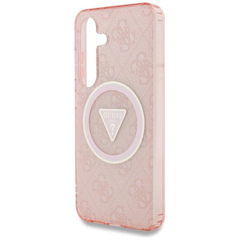 Guess 4G Glitter Triangle Buttons MagSafe - Etui do Samsung Galaxy S25 (różowy) Guess 4G Glitter Triangle Buttons MagSafe - Etui do Samsung Galaxy S25 (różowy)