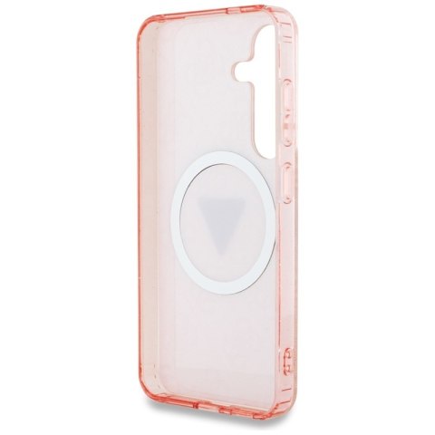 Guess 4G Glitter Triangle Buttons MagSafe - Etui do Samsung Galaxy S25 (różowy) Guess 4G Glitter Triangle Buttons MagSafe - Etui do Samsung Galaxy S25 (różowy)
