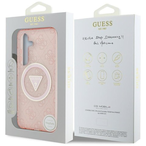 Guess 4G Glitter Triangle Buttons MagSafe - Etui do Samsung Galaxy S25 (różowy) Guess 4G Glitter Triangle Buttons MagSafe - Etui do Samsung Galaxy S25 (różowy)