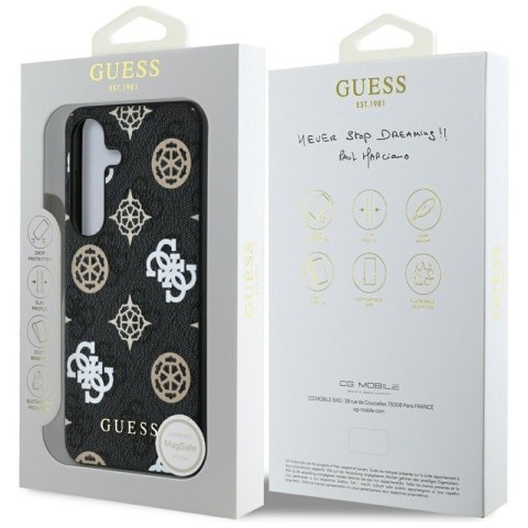 Guess 4G Printed Colored Peony Pattern MagSafe - Etui do Samsung Galaxy S25 (czarny) Guess 4G Printed Colored Peony Pattern MagSafe - Etui do Samsung Galaxy S25 (czarny)