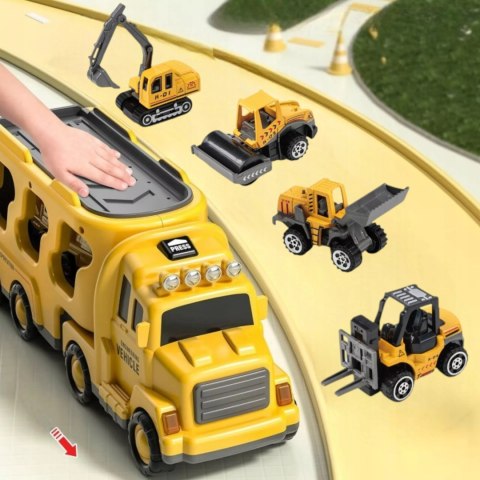 Zestaw laweta transportowa autka budowlane koparka dźwięk światło SX700-10 Zestaw laweta transportowa autka budowlane koparka dźwięk światło SX700-10