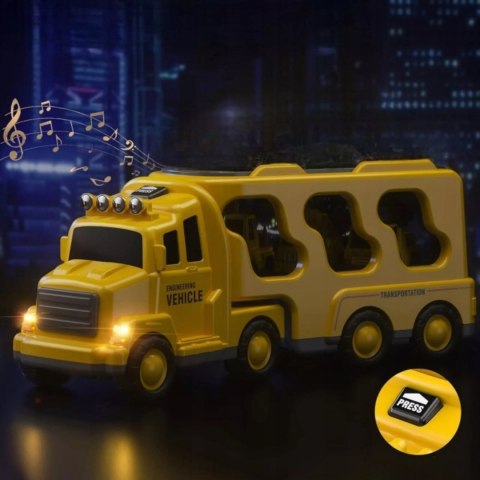Zestaw laweta transportowa autka budowlane koparka dźwięk światło SX700-10 Zestaw laweta transportowa autka budowlane koparka dźwięk światło SX700-10