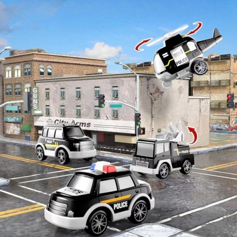 Zestaw laweta transportowa autka policyjne helikopter dźwięk SX600-23A Zestaw laweta transportowa autka policyjne helikopter dźwięk SX600-23A