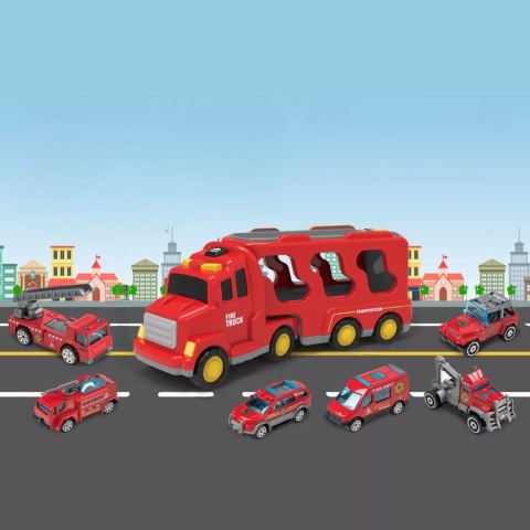 Zestaw strażacki laweta pojazdów straż pożarna tir dźwięk światło SX700-11 Zestaw strażacki laweta pojazdów straż pożarna tir dźwięk światło SX700-11