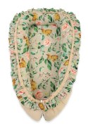 Kokon niemowlęcy kojec otulacz Premium z falbanką - Rabbit with flowers